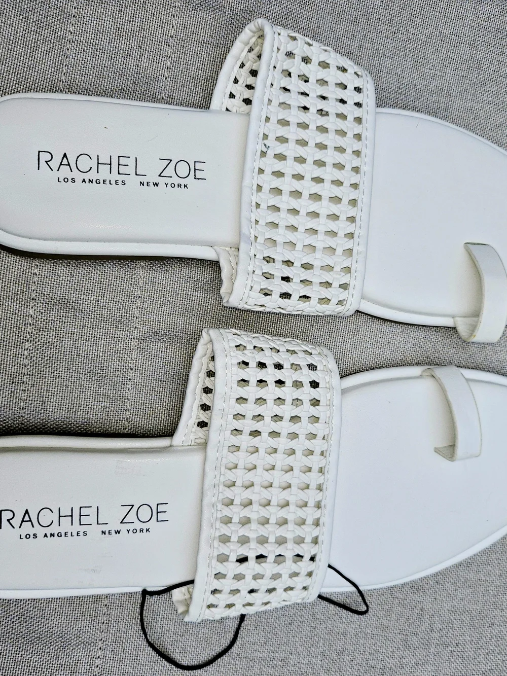 Rachel Zoe White Woven Slide Sandals